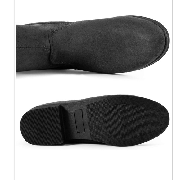 Grey Micro suede Over the Knee Flat boot - Picture 4 of 4